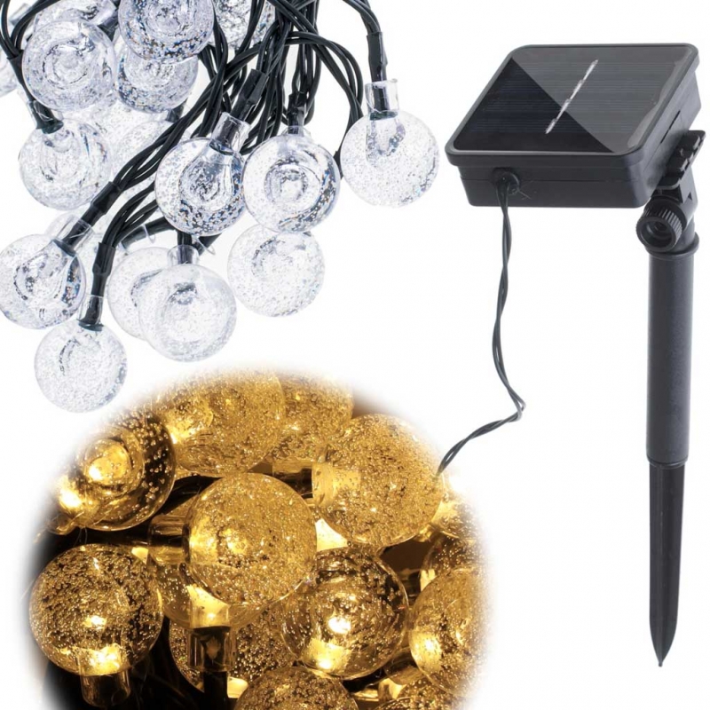 Saulės Įkraunama Sodo Girlianda, 7 m, 50 LED, Šiltai Balta