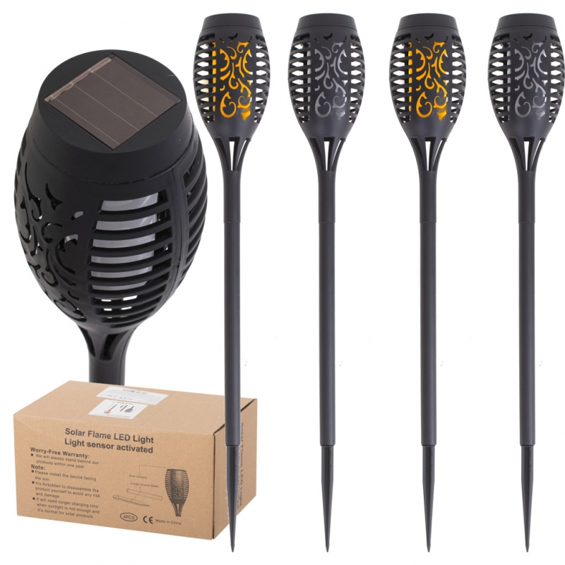 Saulės Įkraunami Sodo Žibintai, 12 LED, 4 Vnt.