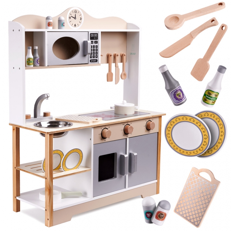 Medinė Mdf Virtuvė Vaikams Lulilo Kuketo + Aksesuarai, 85 cm