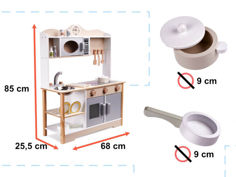 Medinė Mdf Virtuvė Vaikams Lulilo Kuketo + Aksesuarai, 85 cm