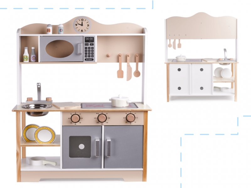 Medinė Mdf Virtuvė Vaikams Lulilo Kuketo + Aksesuarai, 85 cm