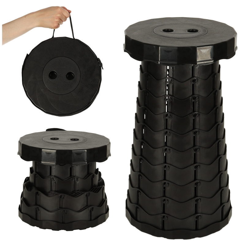 Sulankstoma Kėdė - Taburetė, Skirta Namams, Sodui, Stovyklavimui, Juoda