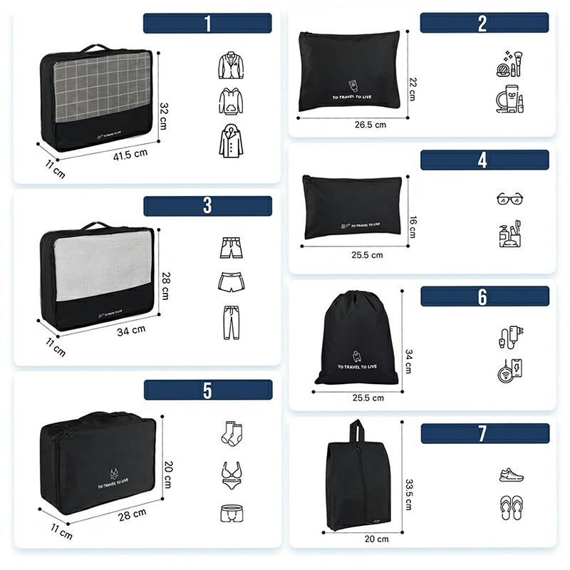 Kelioninių Maišelių Rinkinys, 7 Dal.
