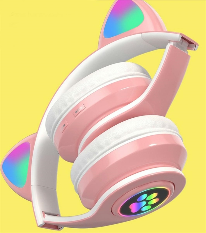 LED Ausinės Su Ausimis. Rožinės