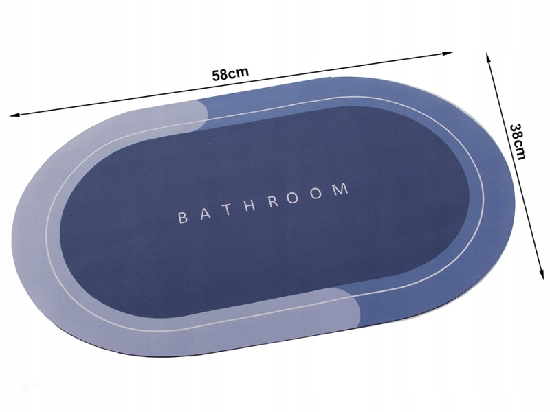 Greitai Džiūstantis Vonios Kilimėlis, 58 x 38 cm, Mėlynas