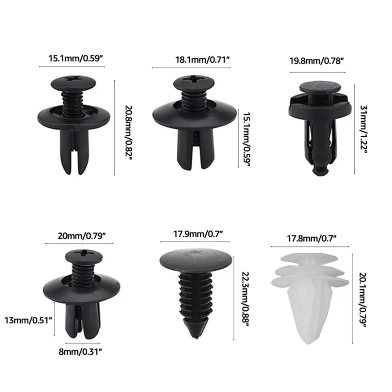 Automobilinių Segtukų/Smeigtukų Rinkinys, 100 vnt + Įrankiai