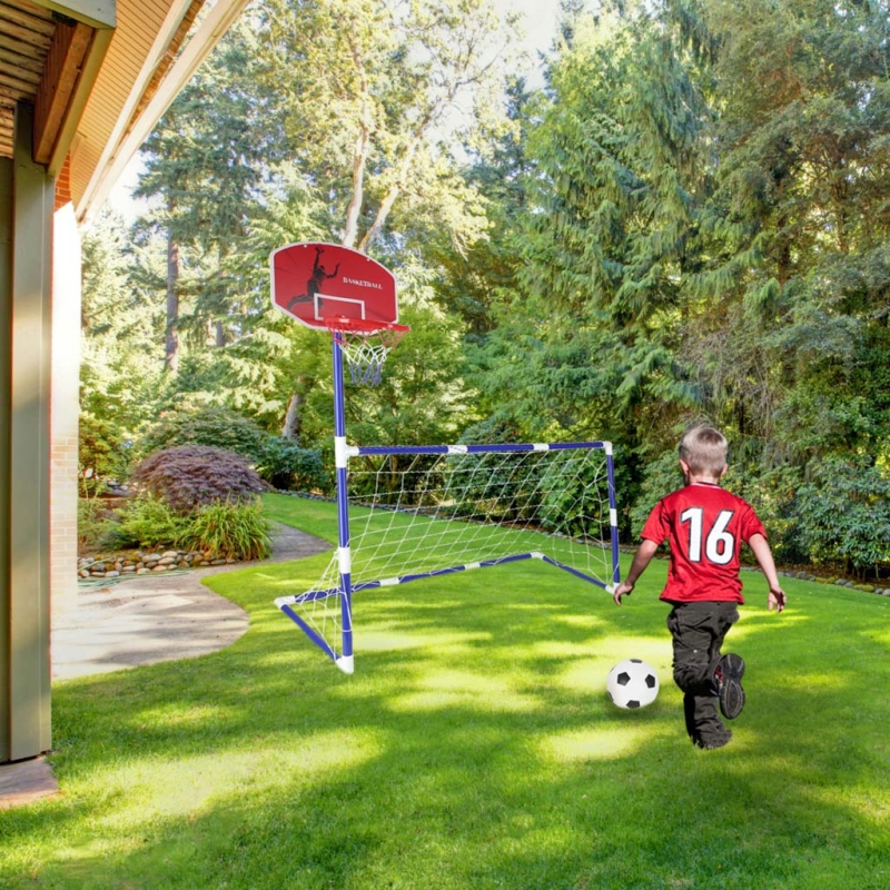 Žaidimų Rinkinys: Futbolo Vartai Ir Krepšinio Lenta + 2 Kamuoliai