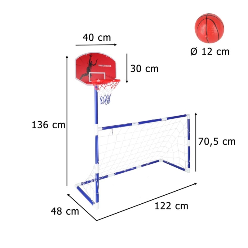 Žaidimų Rinkinys: Futbolo Vartai Ir Krepšinio Lenta + 2 Kamuoliai