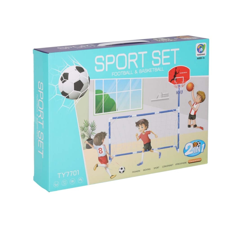 Žaidimų Rinkinys: Futbolo Vartai Ir Krepšinio Lenta + 2 Kamuoliai