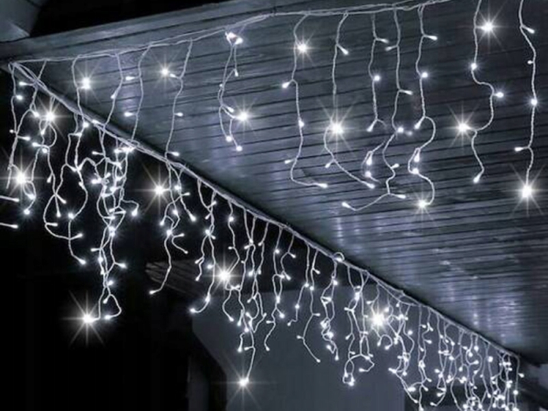 LED Girlianda - Užduolaida, Šalta Balta, 300 LED, 10 m