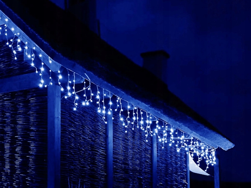 LED Girlianda - Užduolaida, Šalta Balta, 300 LED, 10 m