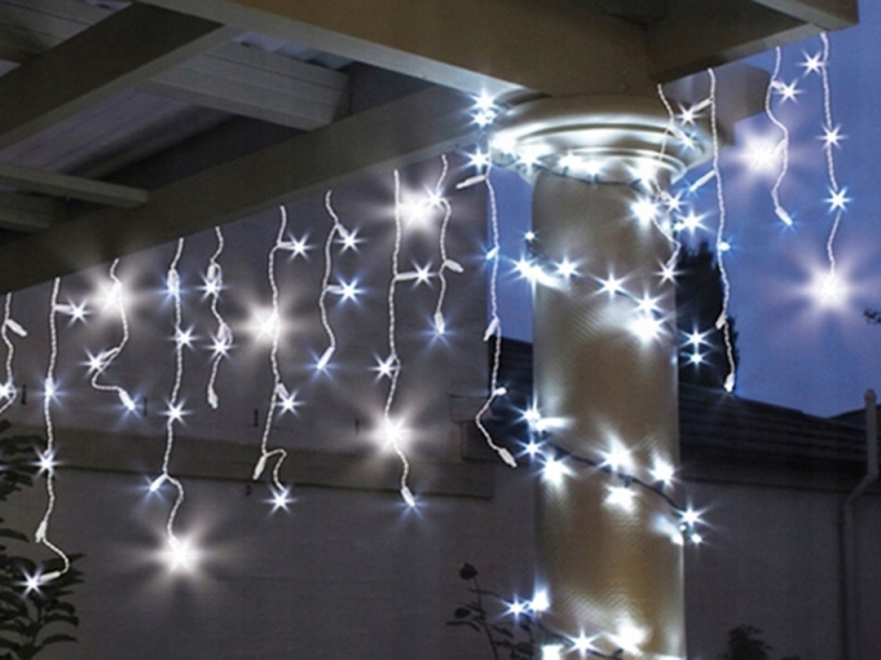 LED Girlianda - Užduolaida, Šalta Balta, 300 LED, 10 m