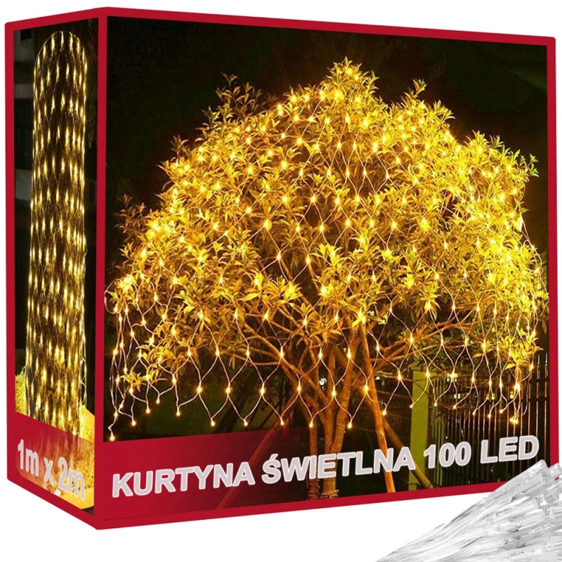 Girlianda, 100 LED, 1 x 2 m, Šilta Balta
