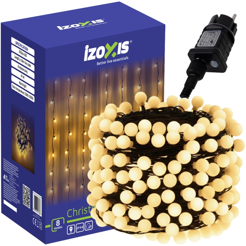 Girlianda Bubuliukai, 300 LED, Šiltai Balta, 30 m