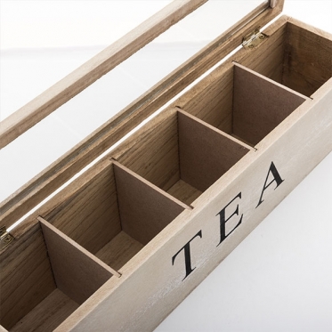 Medinė vintažinė arbatos dėžutė